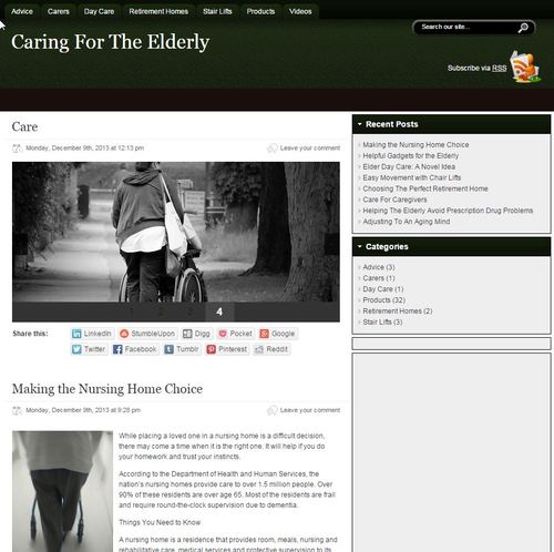 Product picture Caring For The Elderly Niche Blog PLR